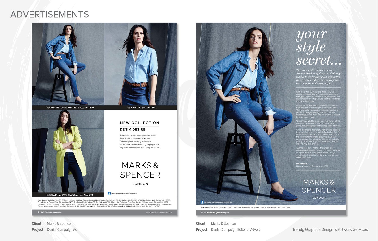 Marks & Spencer – Denim Campaign and Denim Campaign Editorial Ads