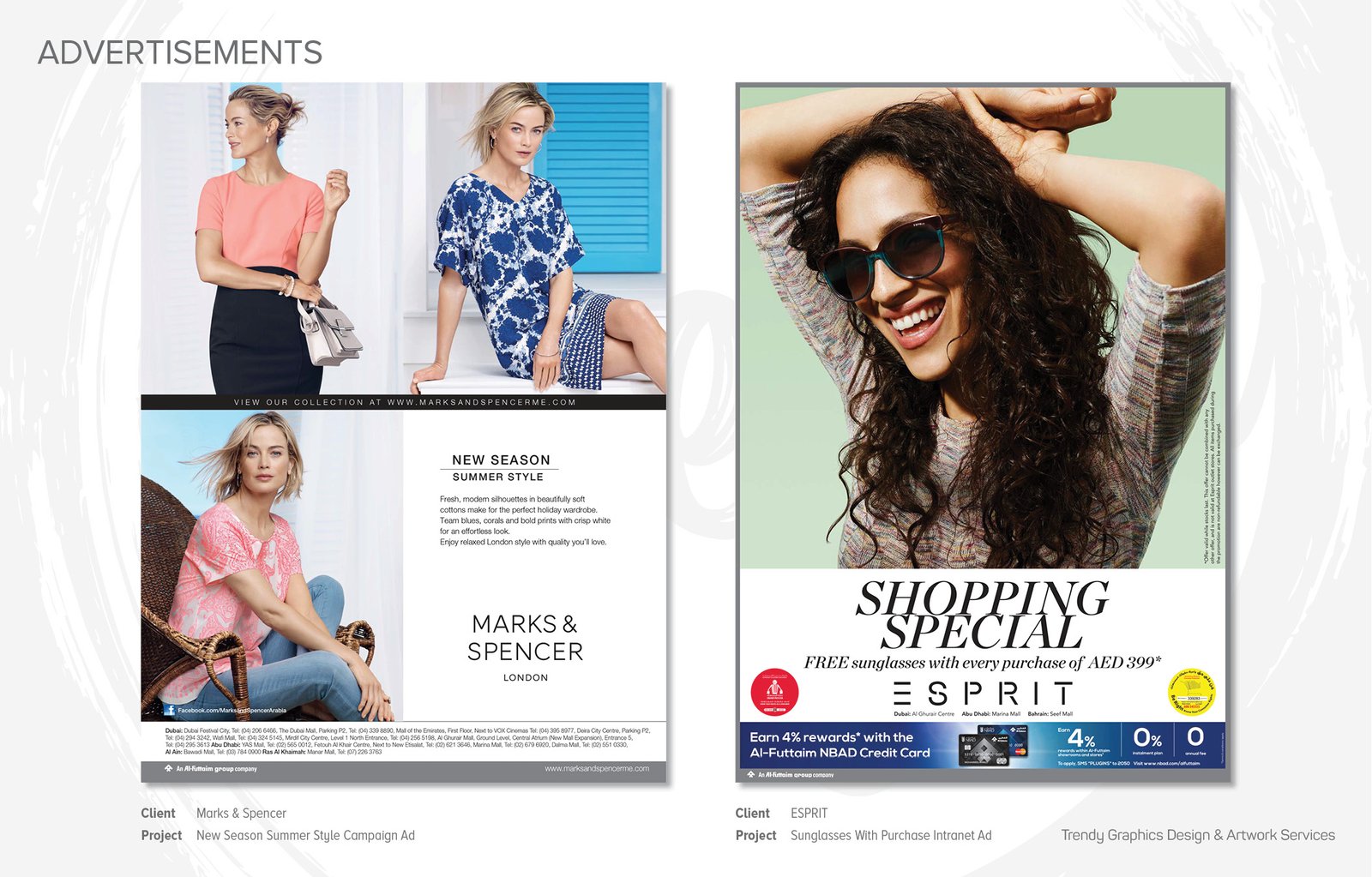 Marks & Spencer New Season Summer Style Campaign and Esprit Sunglasses With Purchase Intranet Ad