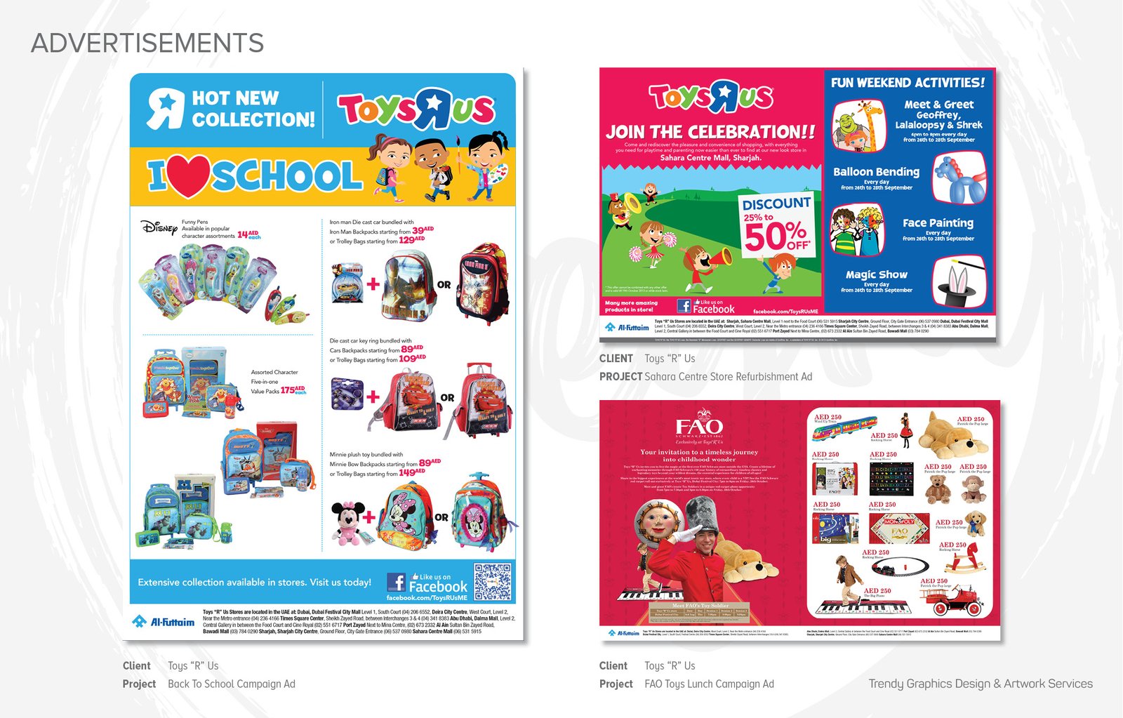 Toys “R” Us – Back To School Campaign, Sahara Centre Store Refurbishment And FAO Toys Lunch Campaign Ads