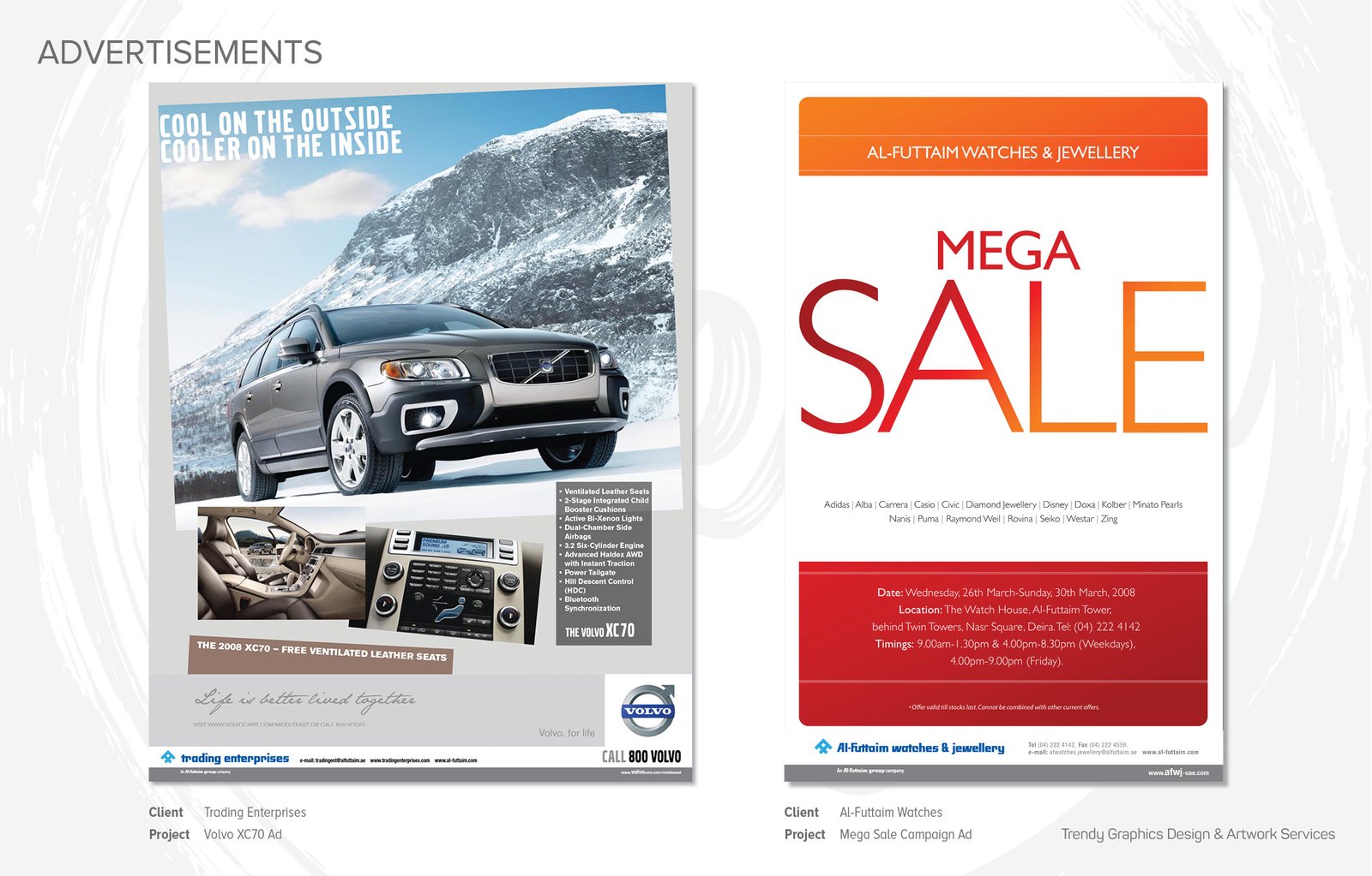 Trading Enterprises Volvo XC70 Ad and Al-Futtaim Watches Mega Sale Campaign Ad