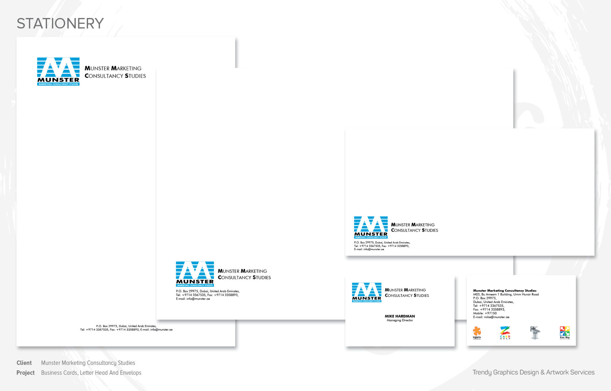 Munster Marketing Consultancy Studies – Business Cards, Letter Head And Envelops