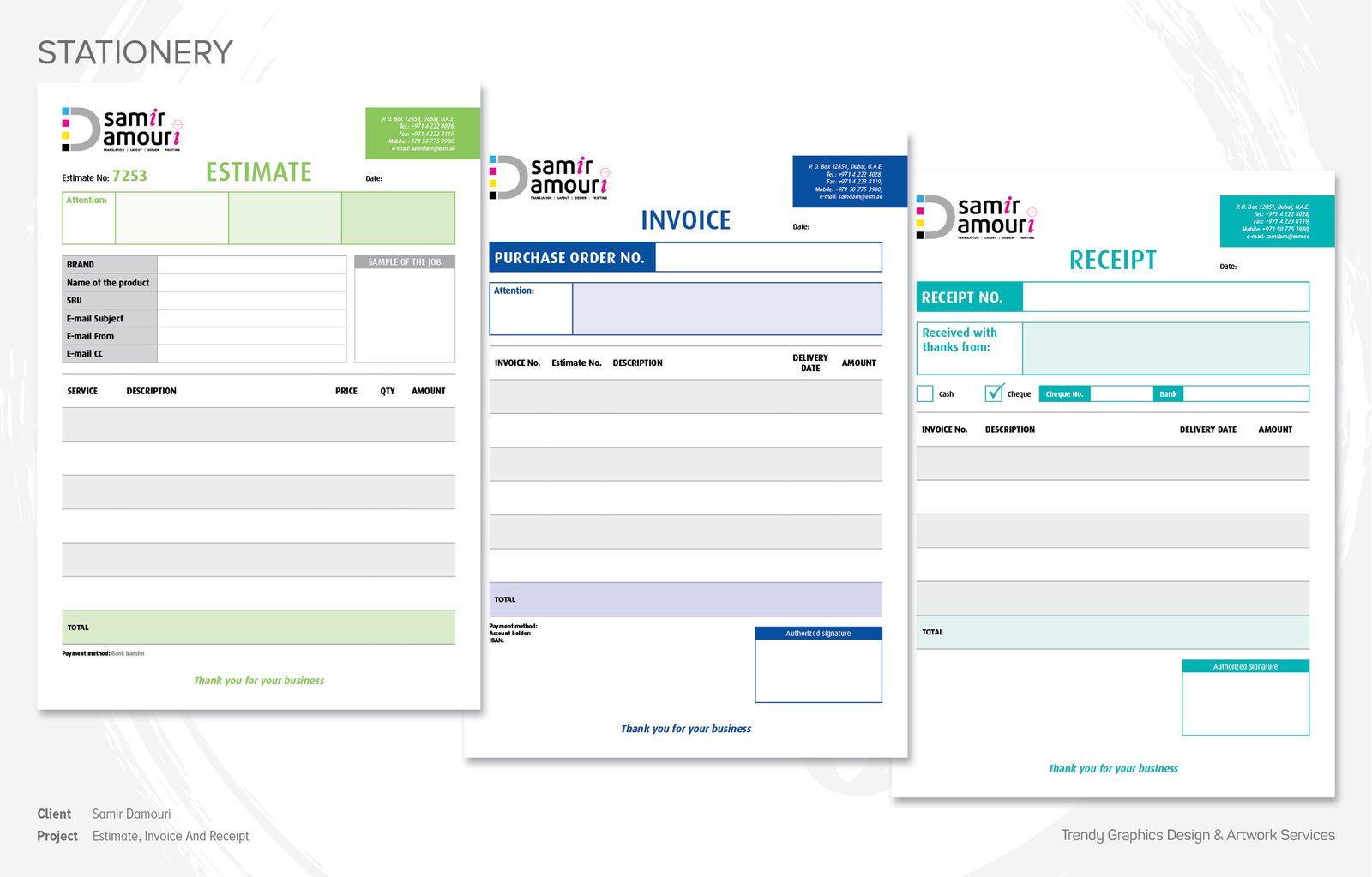 Samir Damouri – Estimate, Invoice And Receipt