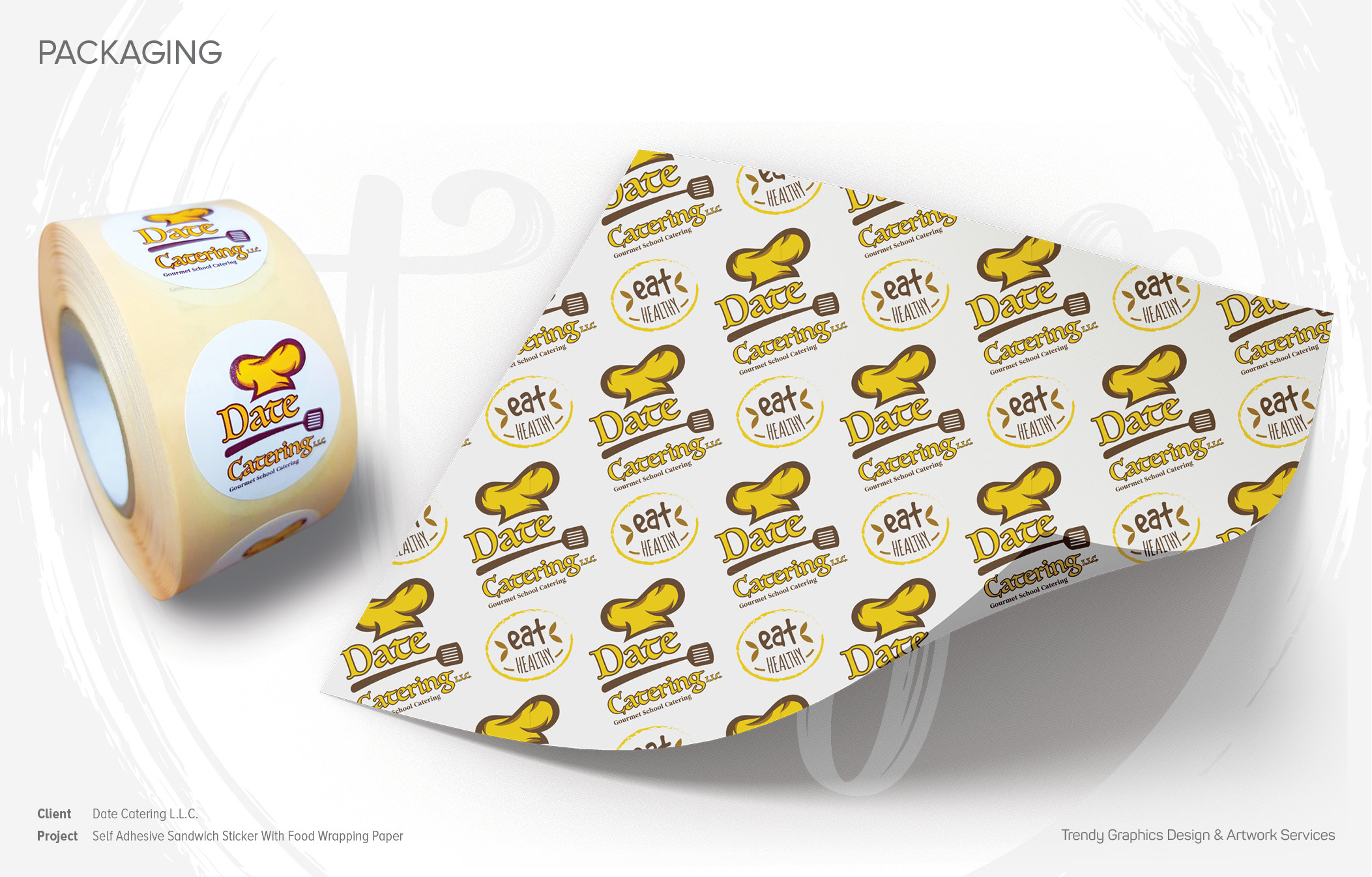 Date Catering L.L.C. – Self Adhesive Sandwich Sticker With Food Wrapping Paper