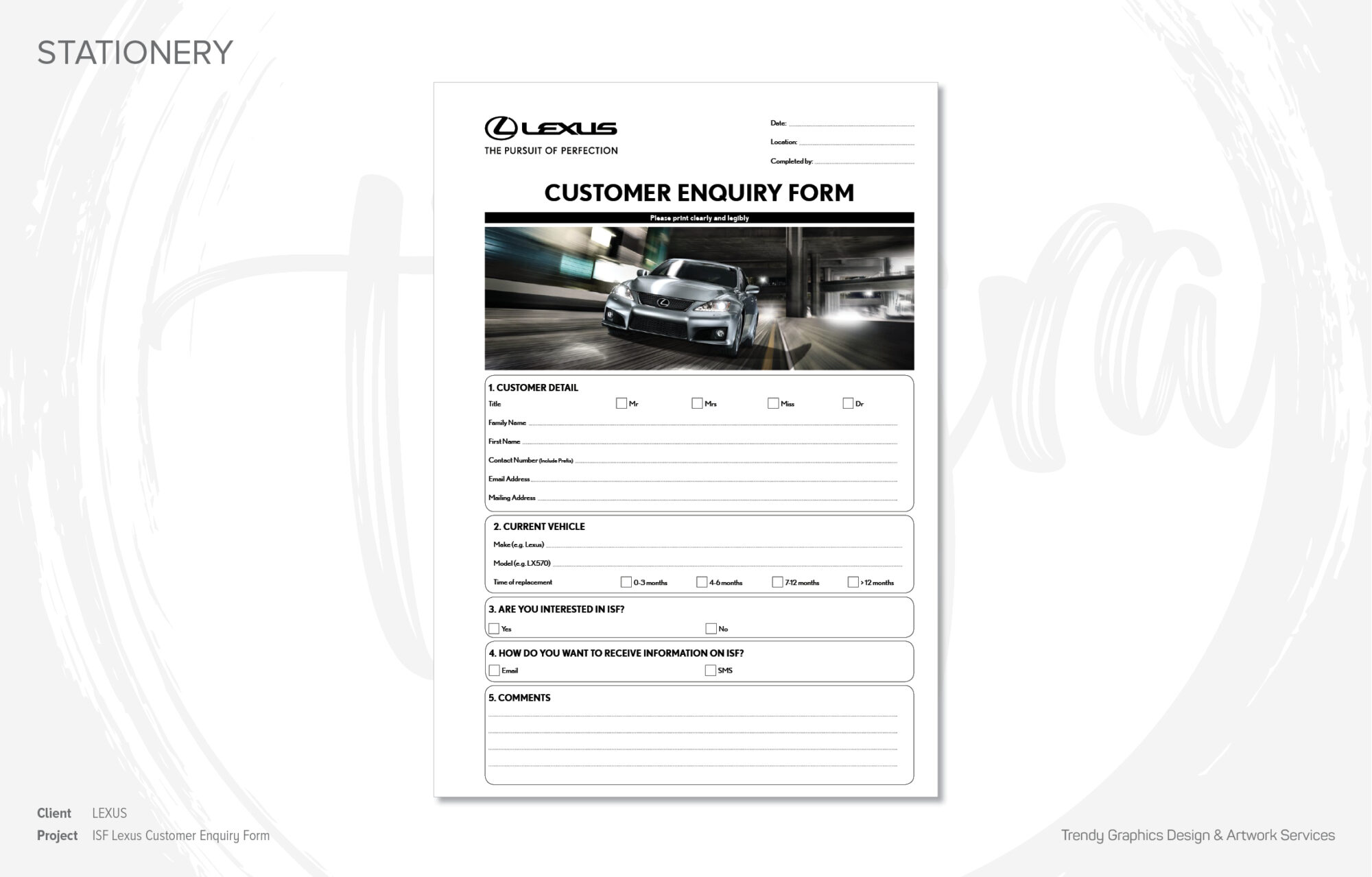 LEXUS – ISF Lexus Customer Enquiry Form