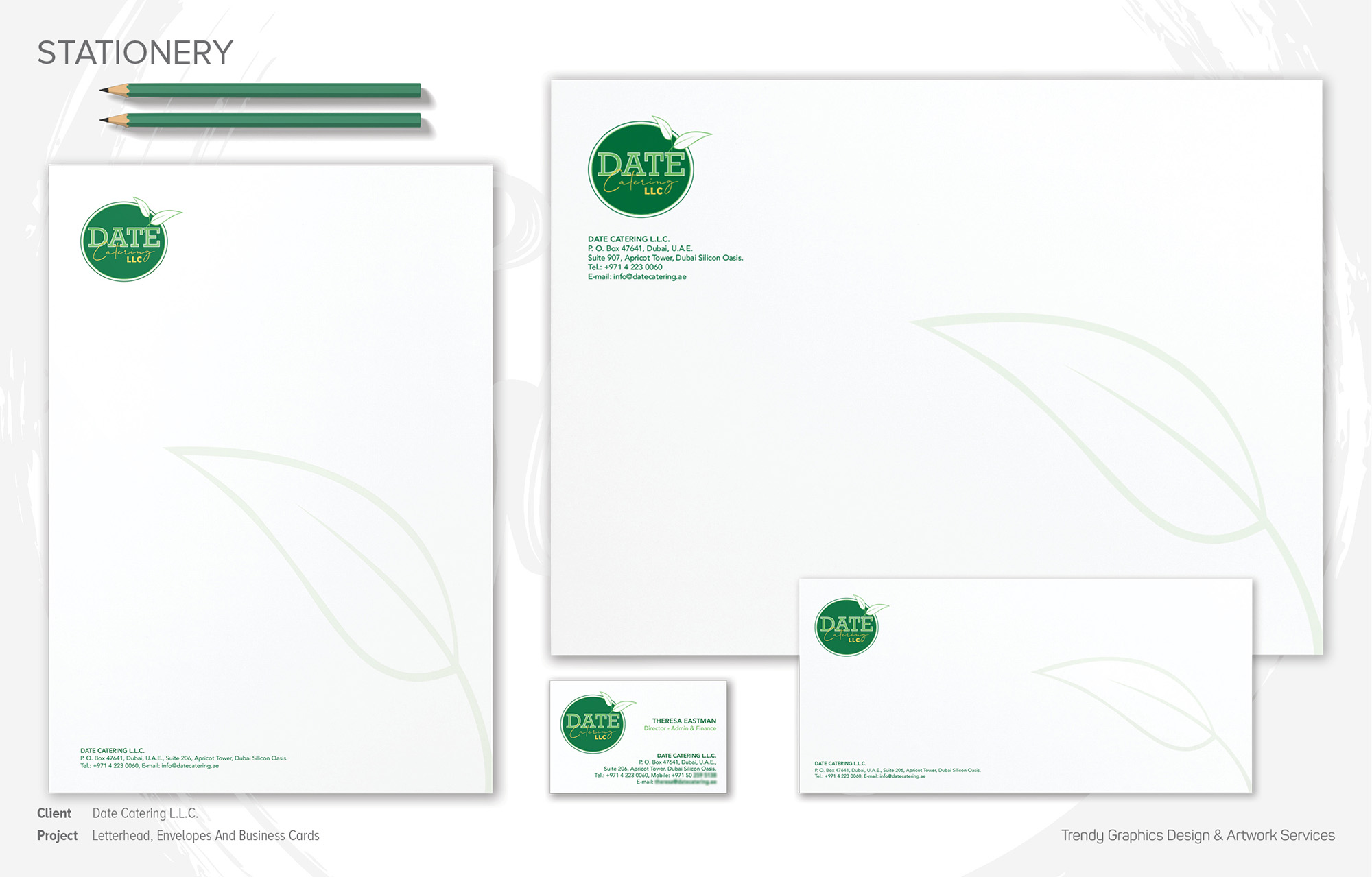 Date Catering Letterhead, Envelopes & Business Cards