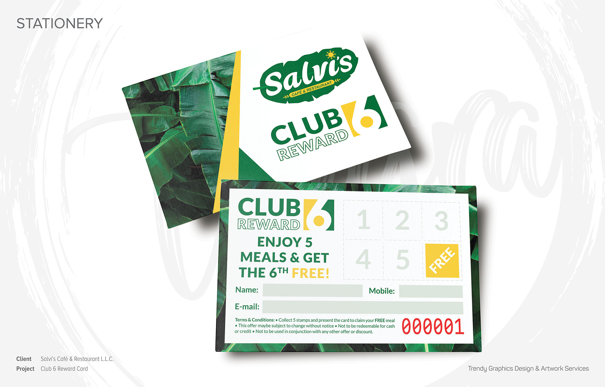 Salvi’s Café & Restaurant – Club 6 Reward Card