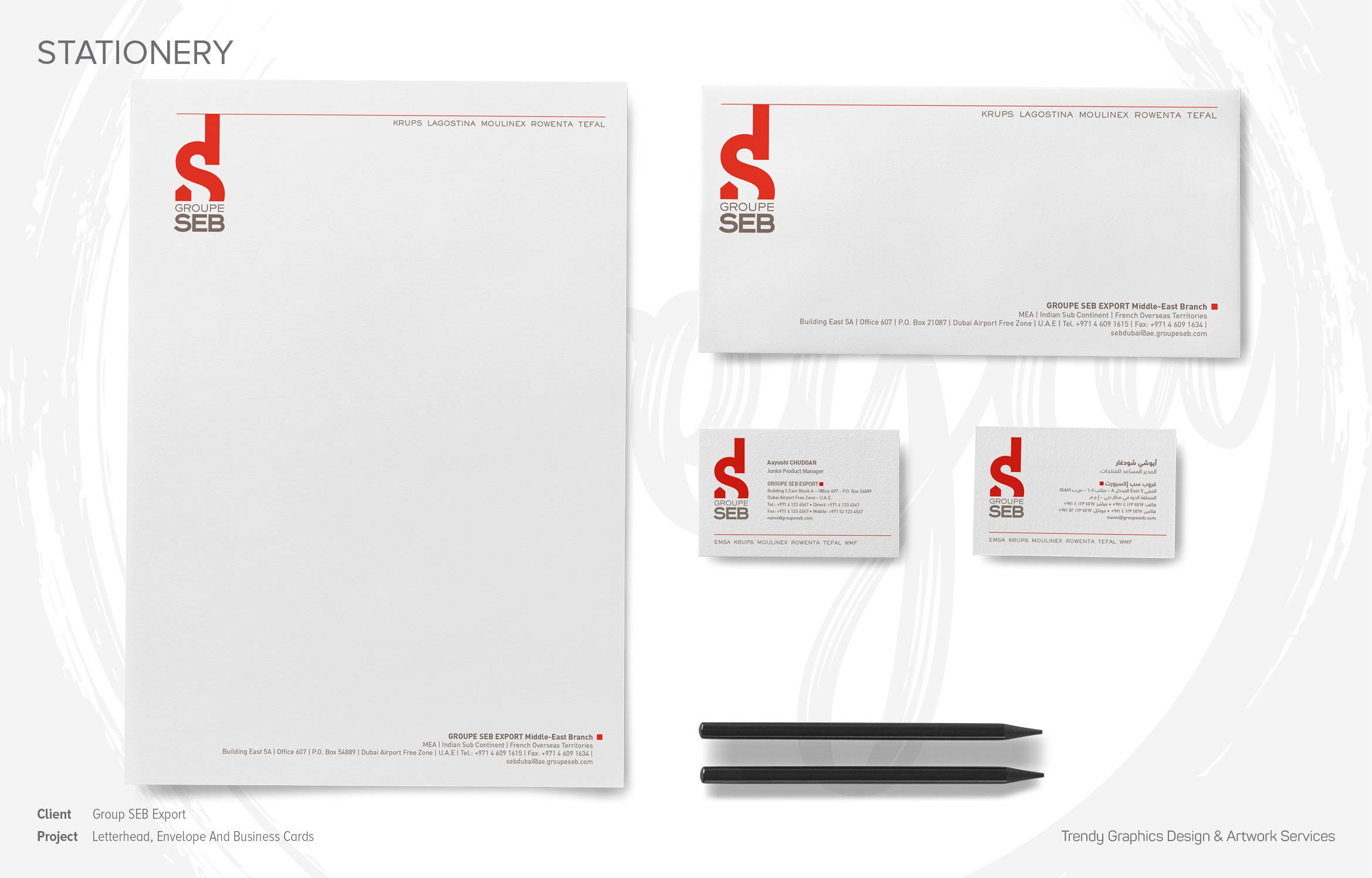 Group SEB Export – Letterhead, Envelope And Business Cards